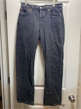 Levi Strauss 501 Curve Black Denim Button Fly Grunge Jeans 31 / 30